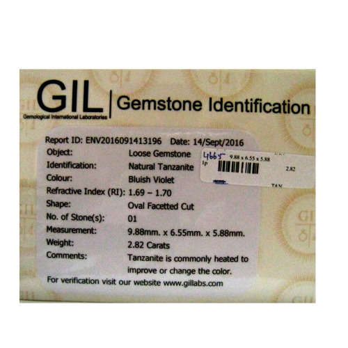 Sought After *TANZANITE* 2.82ct CERTIFIED OVAL Shaped VVS Tanzanite GIL CERTIFIED