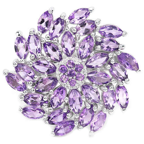 NATURAL PURPLE AMETHYST MARQUISE & ROUND STERLING 925 SILVER FLOWER RING 8.75