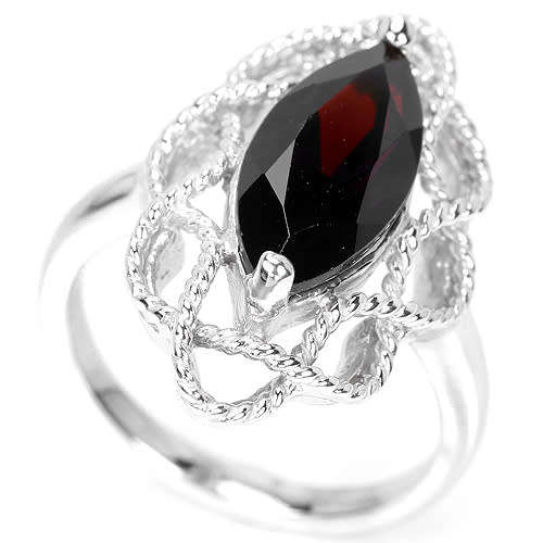 ENCHANTING NATURAL AAA DARK RED GARNET MARQUISE STERLING 925 SILVER RING 7