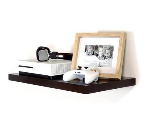 Floating Shelf 3-Piece Set with Media Cable Groove - Mahogany - 300mm Wide