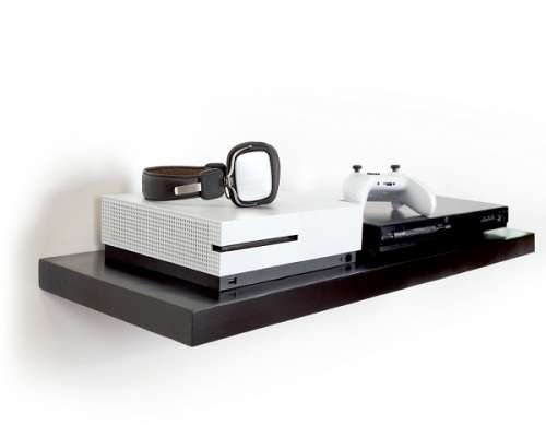 Floating Shelf 3-Piece Set with Media Cable Groove - Mahogany - 300mm Wide