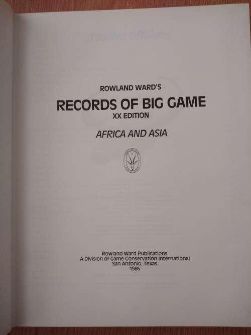 Rowland Ward Records of Big Game 20th edition