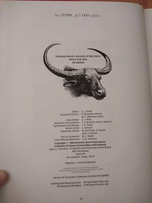 Rowland Ward Records of Big Game 20th edition