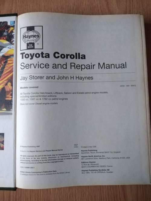 Haynes Toyota Corolla Aug 1992 to 1997 service and repair manual