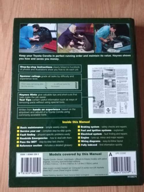 Haynes Toyota Corolla Aug 1992 to 1997 service and repair manual