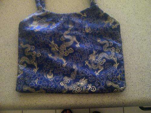 Blue silk chinese bag