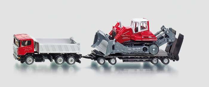 SIKU - 1/87 Scania Truck with Liebherr bulldozer on trailer