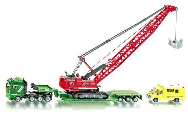 SIKU - 1/87 Heavy transporter with excavator and vehicle
