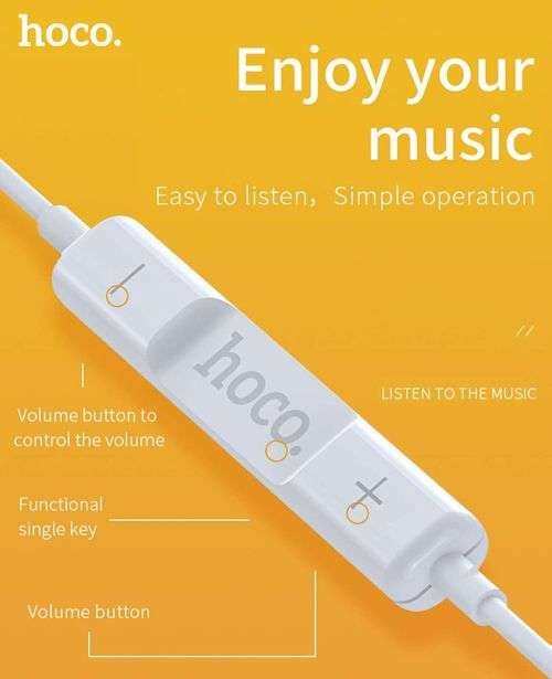 Hoco M64 Wired Earphones with Mic (Black)