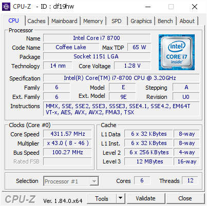 Intel Core i7-8700 CPU - Desktop Processor