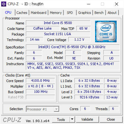 Intel Core i5-9500 CPU - Desktop Processor