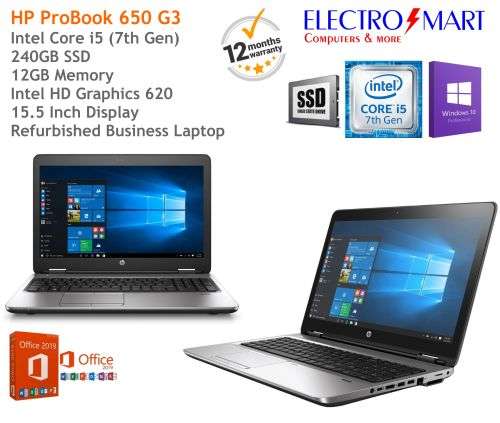 HP ProBook 650 G3 (Intel i5, 256GB SSD, 12GB RAM) - 15.6 Inch Laptop