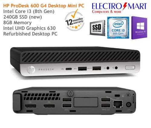 HP ProDesk 600 G4 Desktop Mini PC (Intel i3, 240GB SSD & 8GB RAM)