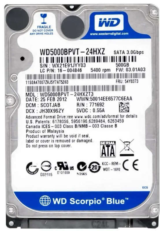 Western Digital 500GB - Laptop Hard Drive Disk