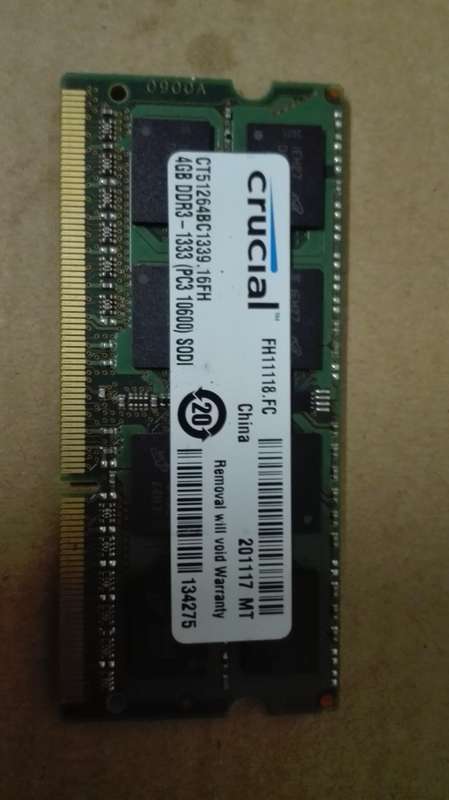 CRUCIAL 4GB DDR3 LAPTOP RAM 10600