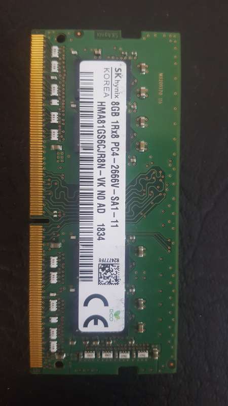 SK HYNIX 8GB DDR4 2666mHz LAPTOP RAM (SINGLE CHIP)