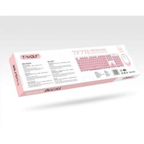 T-Wolf TF770 Mechanical Feel Wireless Gaming Keyboard And Mouse Set- Pink