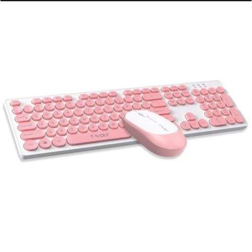T-Wolf TF770 Mechanical Feel Wireless Gaming Keyboard And Mouse Set- Pink