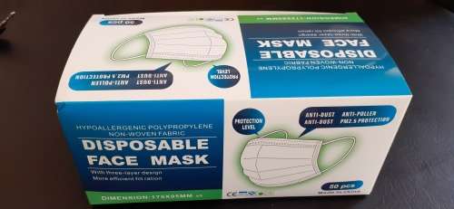 High Quality Certified 3-ply Disposable Face Masks - Box of 50