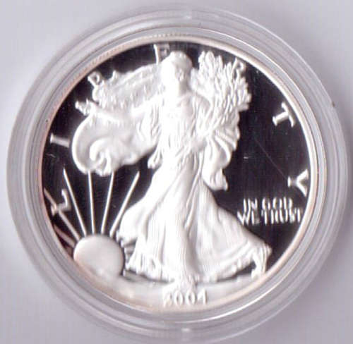 2004-W AMERICAN EAGLE $1 ONE OUNCE .999 SILVER PROOF COIN (Mint Mark: West Point)