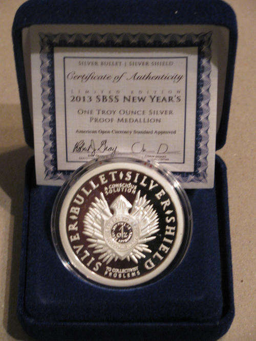 Super Rare Silver Bullet Silver Shield Members Only New Years 2012/2013 Proof