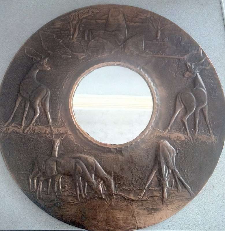 Hammered Copper Royal Sable Motif Mirror