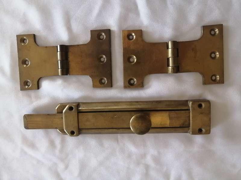 Vintage Solid Brass Door Lock and Hinges