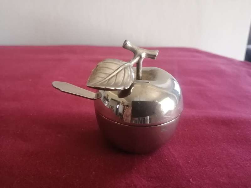Vintage Silver Plated Apple shaped Mustard Server