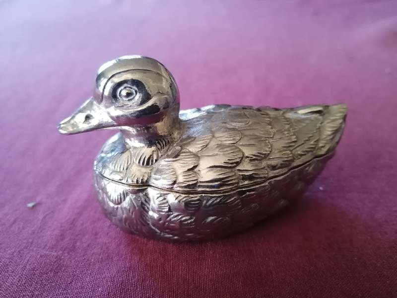 Vintage Chrome Finish Duck Pin Dish