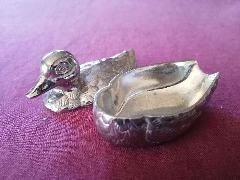 Vintage Chrome Finish Duck Pin Dish