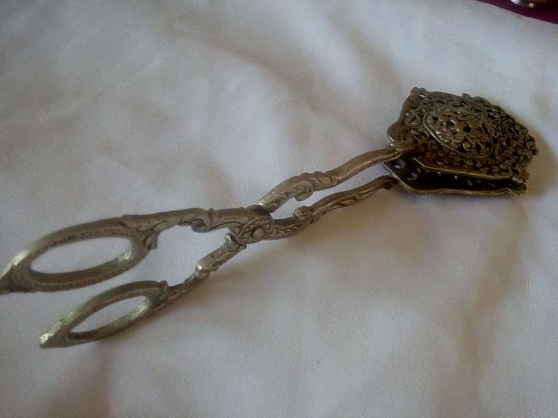 Antique Silver Cake Tongs/Server