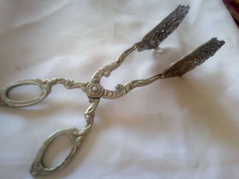 Antique Silver Cake Tongs/Server