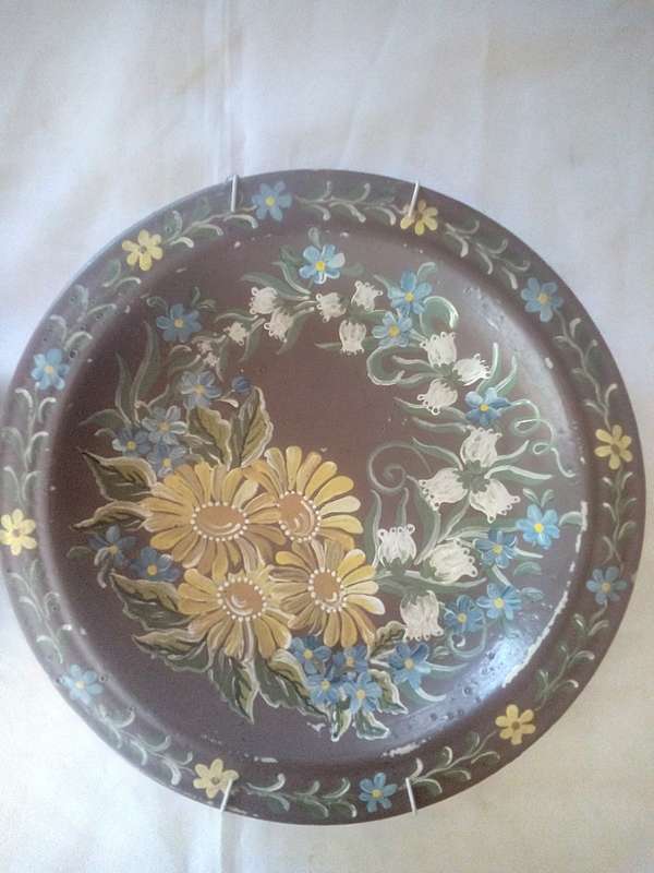 Set of 2 Hand painted Pottery Wall Hanging Plates