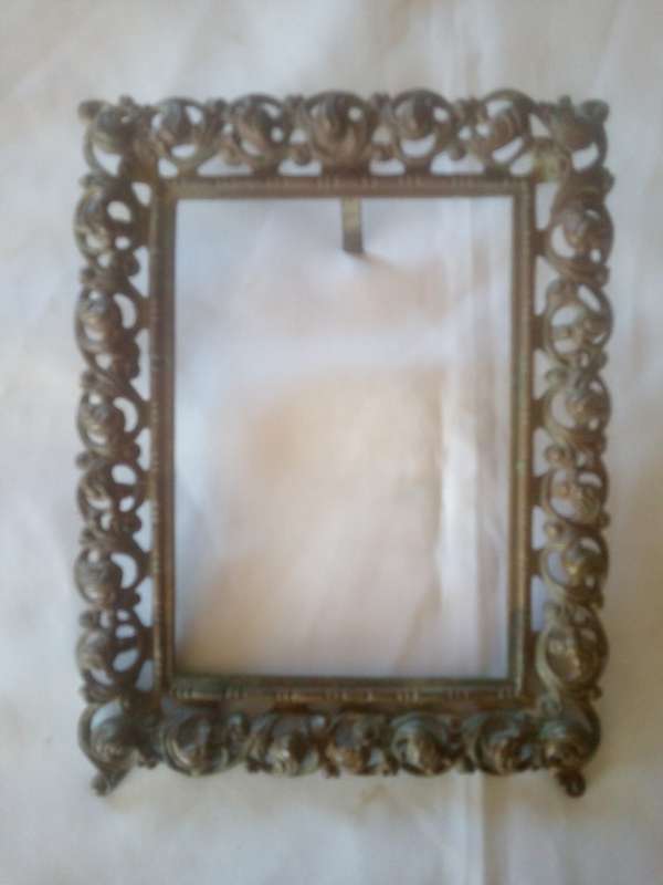 Vintage Cast Brass Picture Frame