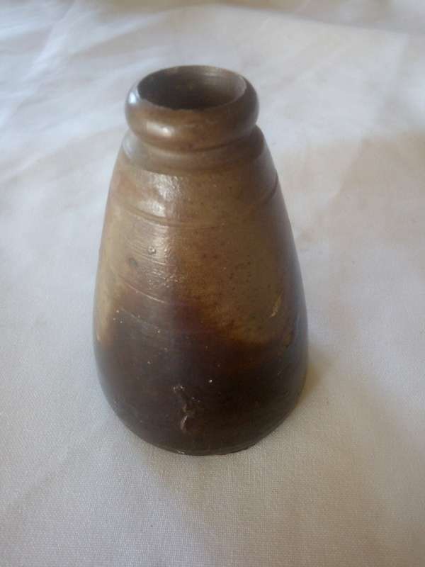 Antique Oven Baked Clay Small Ink Bottle