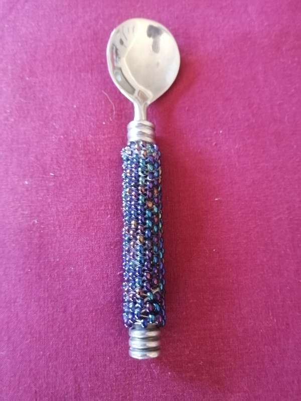 Unusual Hand Made beaded Sugar Spoon