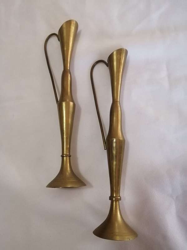 Vintage Set of Brass Single Stem Flower Vases