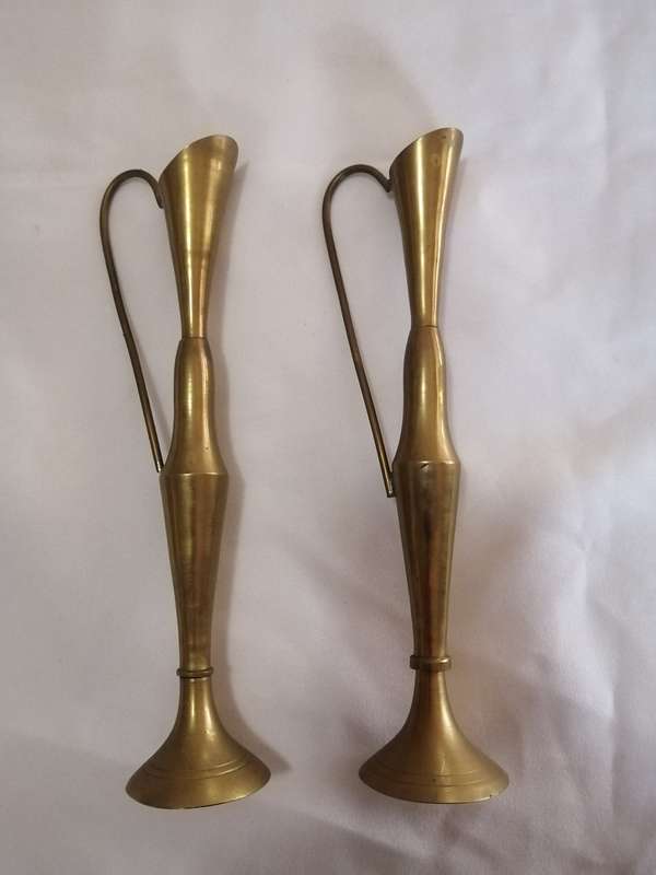 Vintage Set of Brass Single Stem Flower Vases