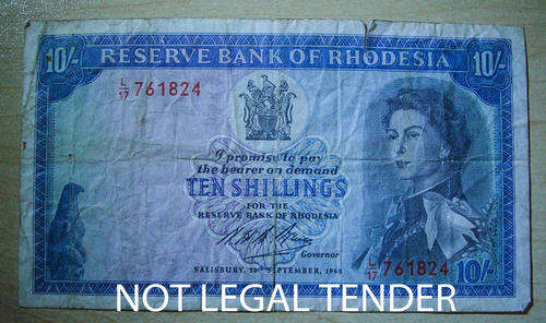 ## TEN SHILLINGS NOTE - BANK OF RHODESIA ##