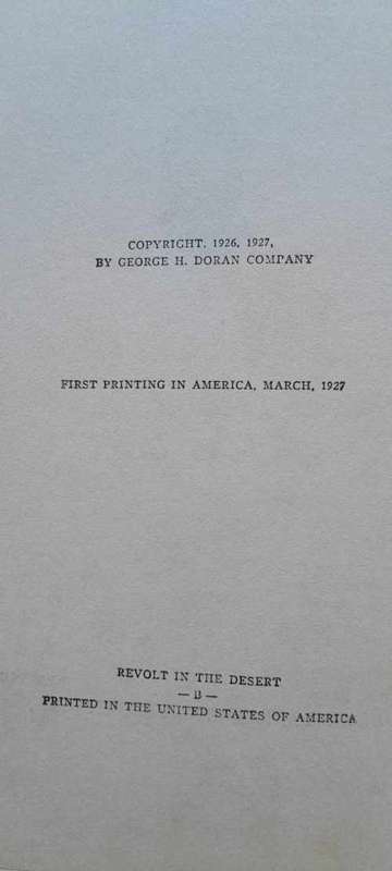 REVOLT IN THE DESERT - T.E. Lawrence **1st Edition**
