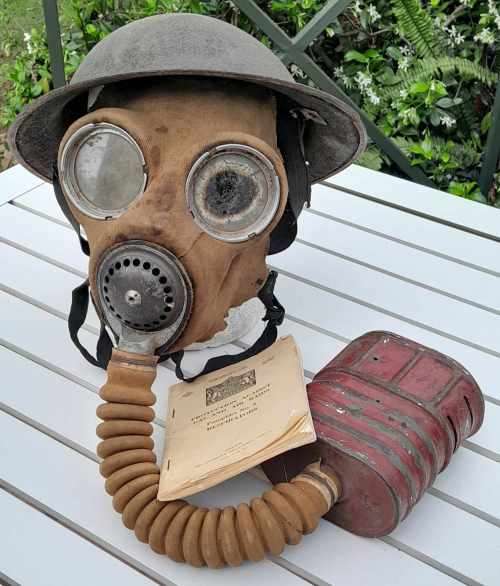 ARMY HELMET AND GAS MASK **WWII**