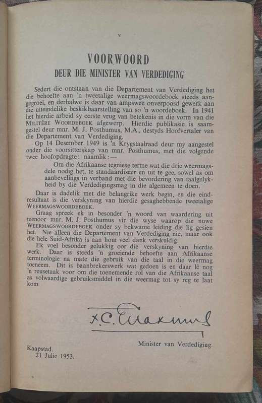 SA ARMY  WEERMAGSWOORDEBOEK **Vintage**