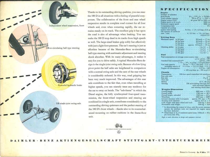 MERCEDES BENZ 180 D BROCHURE