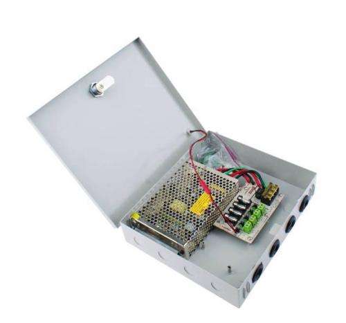 CCTV POWER SUPPLY BOX: 4 CHANNELS 5A 12V DC. Collections are allowed.