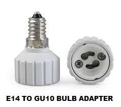 E14 Male to GU10 Female Light Bulb Socket Converters, Adapters (Adaptors). Collections Are Allowed.