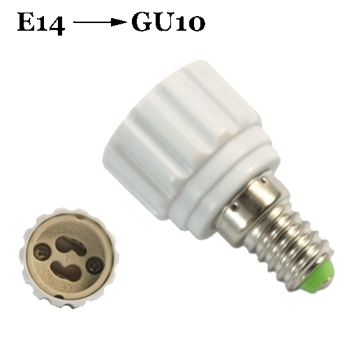 E14 Male to GU10 Female Light Bulb Socket Converters, Adapters (Adaptors). Collections Are Allowed.