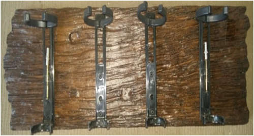 Liquor Dispensers: Faux Railway Sleeper Wood with 4 Sets of Optics. Brand New. Collections Allowed.