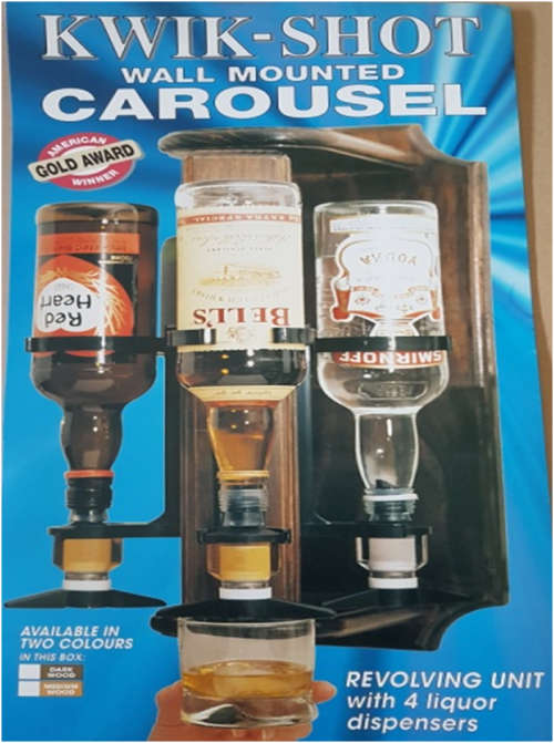 Liquor Dispenser: Wooden Wall Mounted Carousels + 4 Optics. Brand New Products. Collections Allowed.