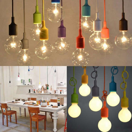 Silicone Colourful Ceiling Pendant E27 Lamp Holder DIY Ceiling. Collections are allowed