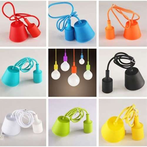 Silicone Colourful Ceiling Pendant E27 Lamp Holder DIY Ceiling. Collections are allowed